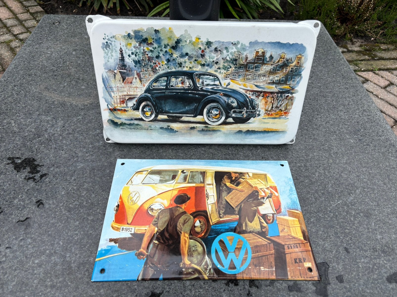 Volkswagen beetle T1 emaille reclamebord, Ophalen of Verzenden, Zo goed als nieuw, Reclamebord