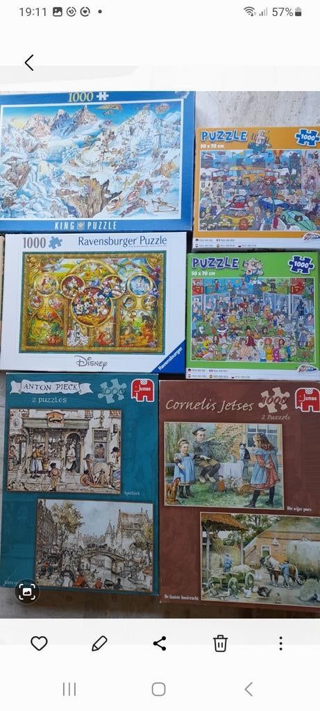 Puzzels div, Ophalen of Verzenden, 500 t/m 1500 stukjes, Zo goed als nieuw
