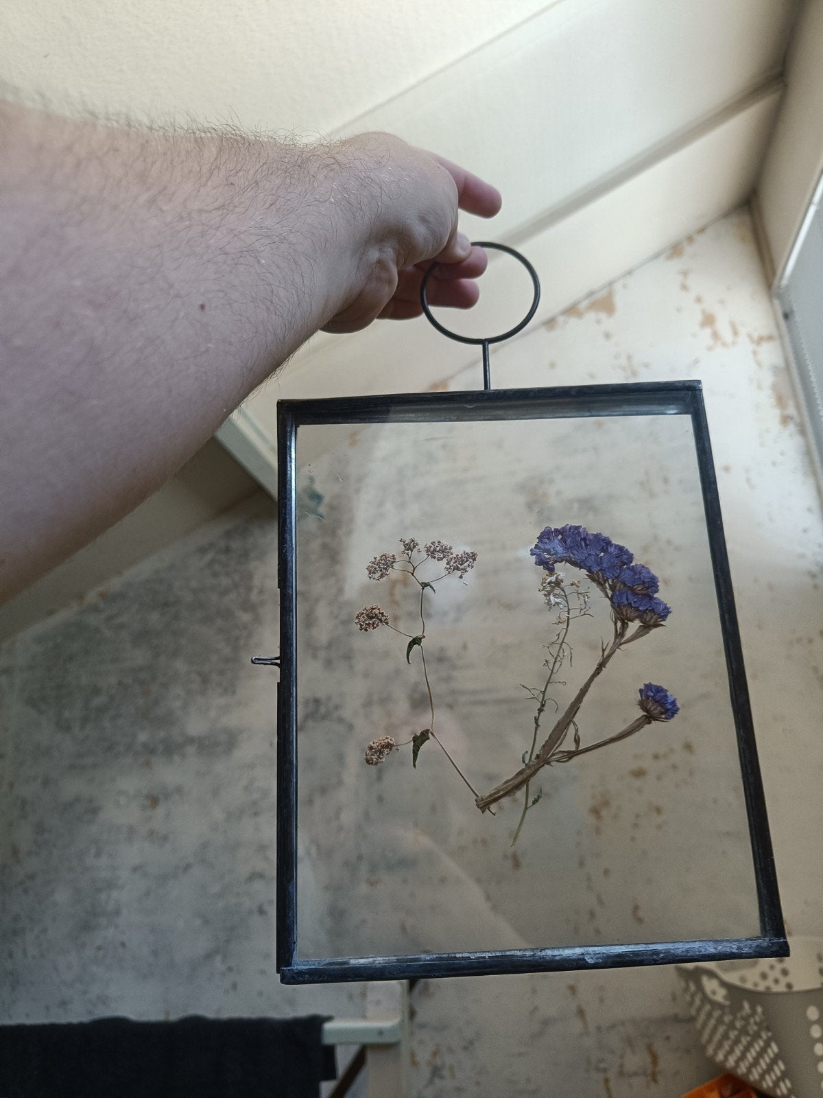 Metalen lijstje met gedroogde bloemen, Ophalen, 30 cm, Hangend, 20 cm