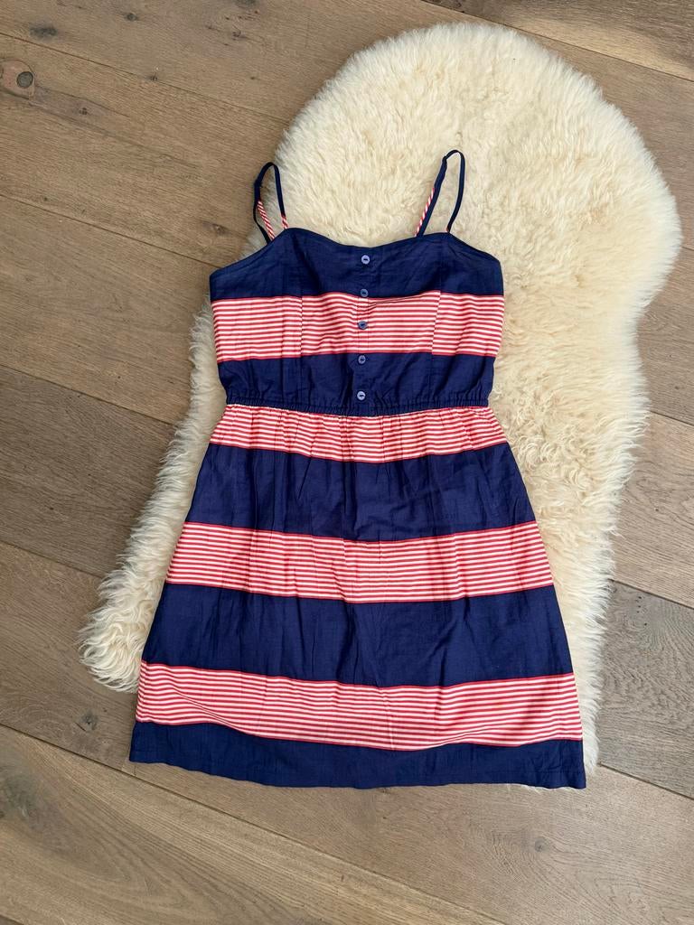 Zomerse gestreepte jurk met spaghettibandjes, Kleding | Dames, Blauw, Ophalen of Verzenden, Zo goed als nieuw, Maat 36 (S)