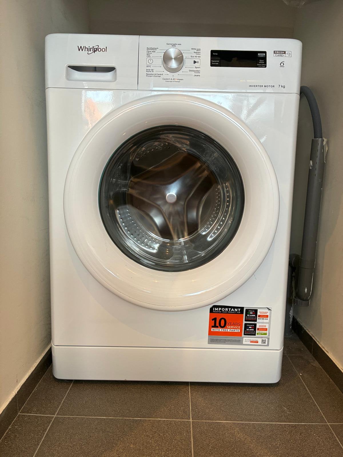 Whirlpool FreshCare+ Wasmachine 7kg Inverter Motor, Ophalen, Zo goed als nieuw, 85 tot 90 cm, 1200 tot 1600 toeren