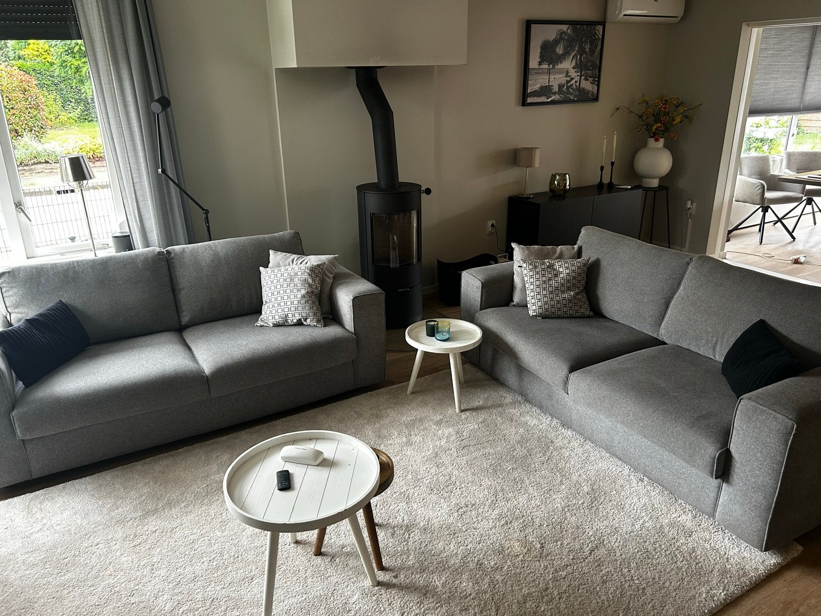 2 x Comfortabele 2-zits bank met sierkussens - 203cm breed, Huis en Inrichting, Gebruikt, Tweepersoons, 75 tot 100 cm, Ophalen of Verzenden