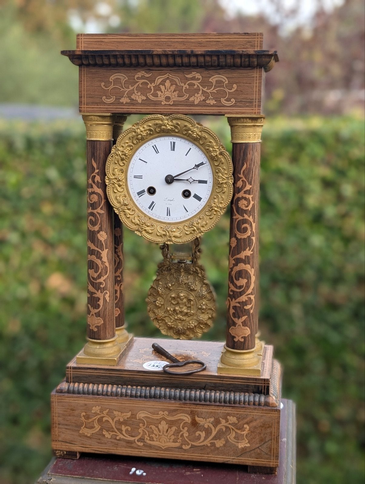 antieke Franse kolom pendule 46 cm hoog. €135., Ophalen
