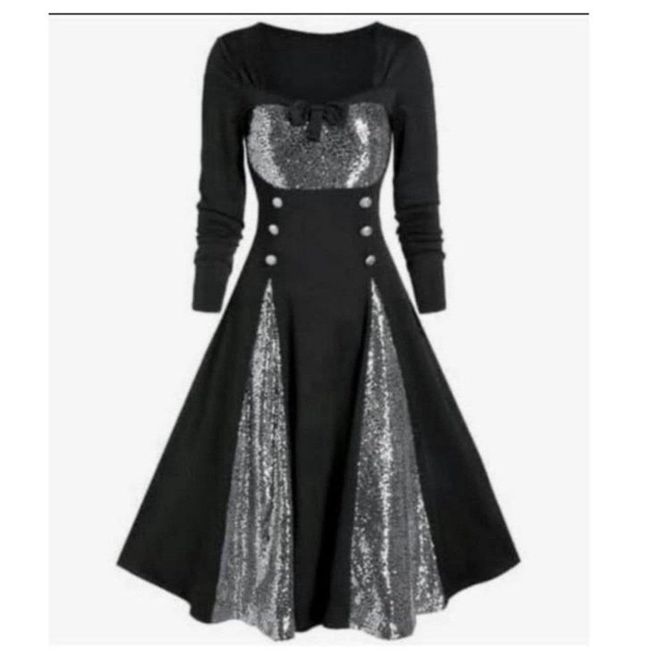 Retro vintage Jaren '50 Punk Gothic Flare Jurk XL goth dress, P, Zwart, P, Nieuw