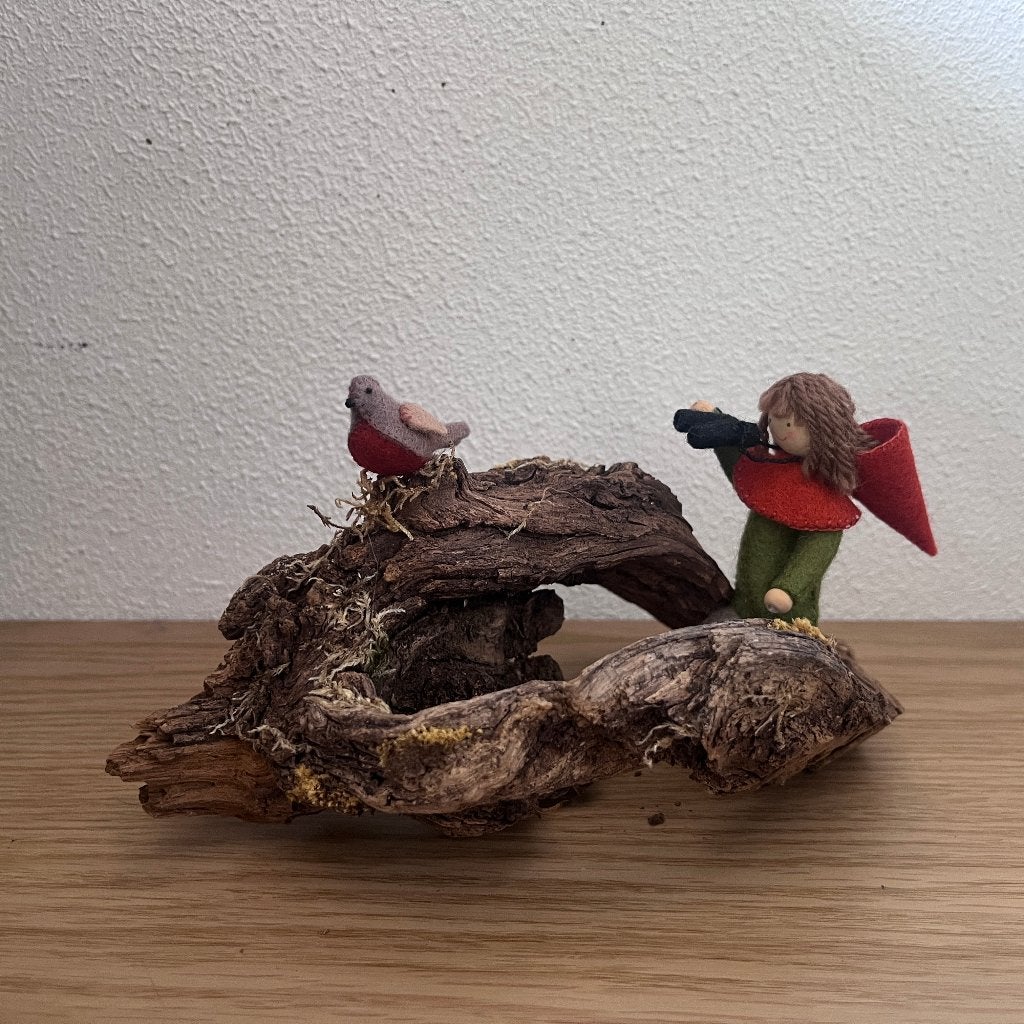 Vogel-kijk-kabouter van vilt, Ophalen of Verzenden, Nieuw, Figuurtje(s)