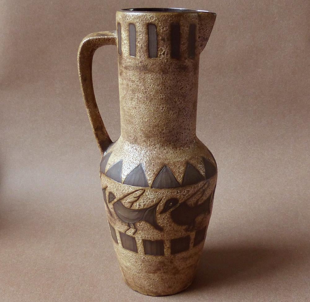 Ceramano Agina 208 vintage vaas West-Germany Aegina, Gebruikt, Overige kleuren, Aardewerk of Porselein, Ophalen of Verzenden