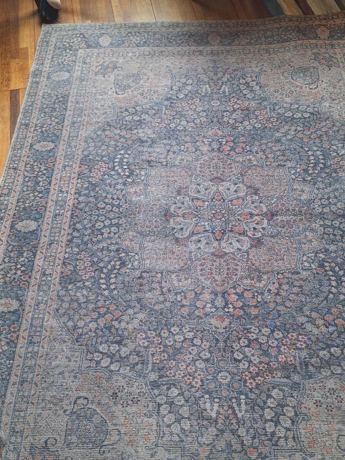 Vloerkleed van Karwei blauw/grijs met oranje 160x230, Ophalen, 150 tot 200 cm, 200 cm of meer, Zo goed als nieuw