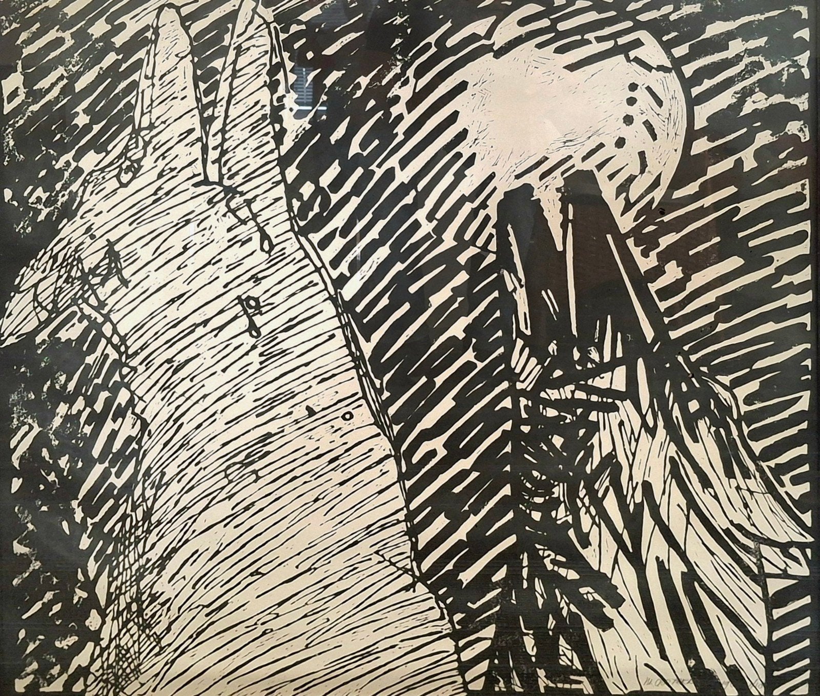 Marie Oosterbaan, Honden III, Lino, gesigneerd, nr 1 van 10, Antiek en Kunst, Ophalen of Verzenden