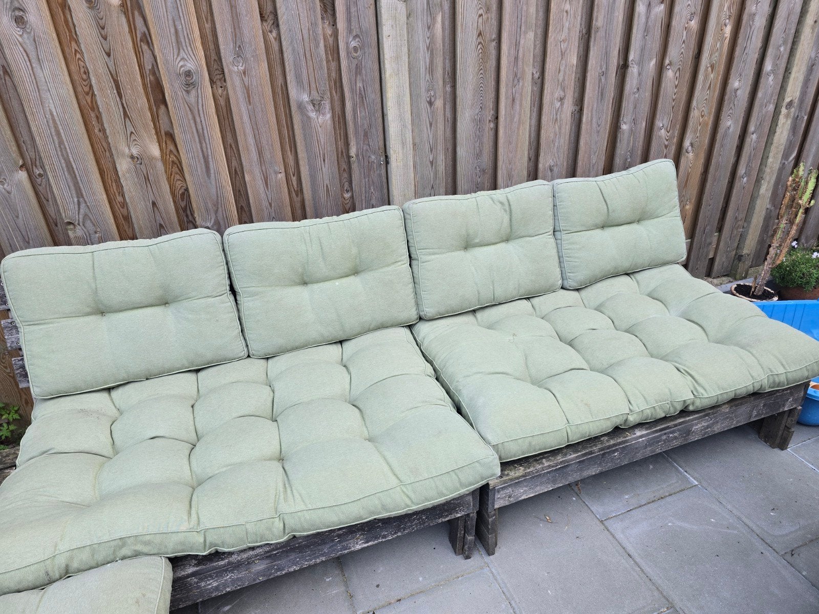 Loungebank steigerhout met fijne kussens, Tuin en Terras, Ophalen, Gebruikt, Hout