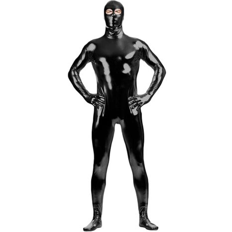 Zwart heren bodysuit / catsuit glimmende wetlook mannen pak, Verzenden, Nieuw, Overige maten, Overige thema's