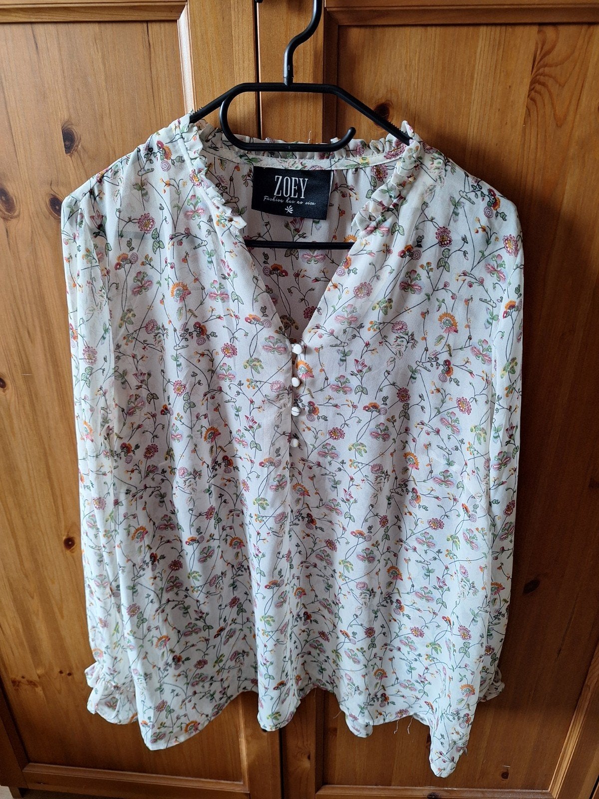 Zoey L blouse offwhite met kleine bloemetjes, stoffen knopen, Overige kleuren, Maat 42/44 (L), Ophalen of Verzenden, Zo goed als nieuw