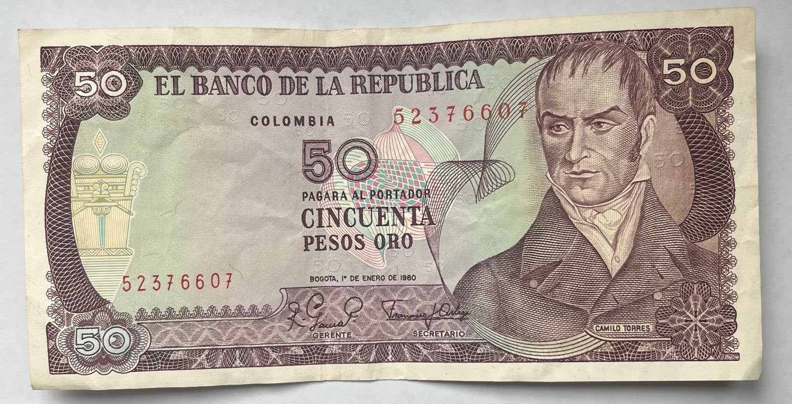 Colombia 50 Pesos 1980 lichtgebruikte staat, Verzenden, Zuid-Amerika, Los biljet
