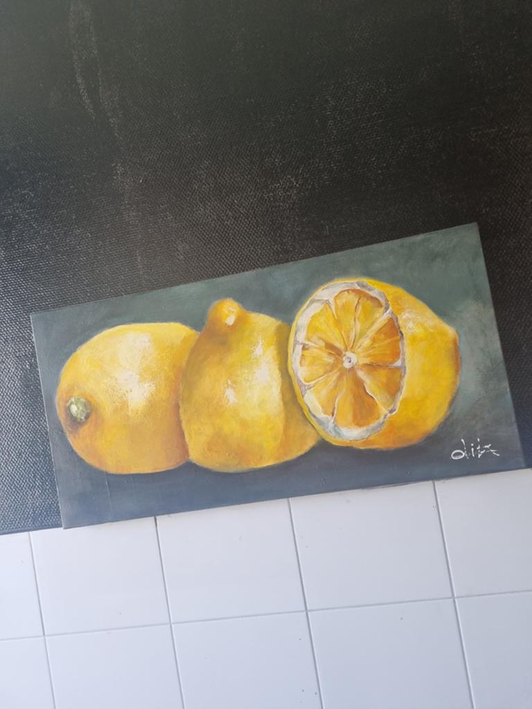 Schilderij met citroenen - Handgeschilderd kunstwerk, Ophalen
