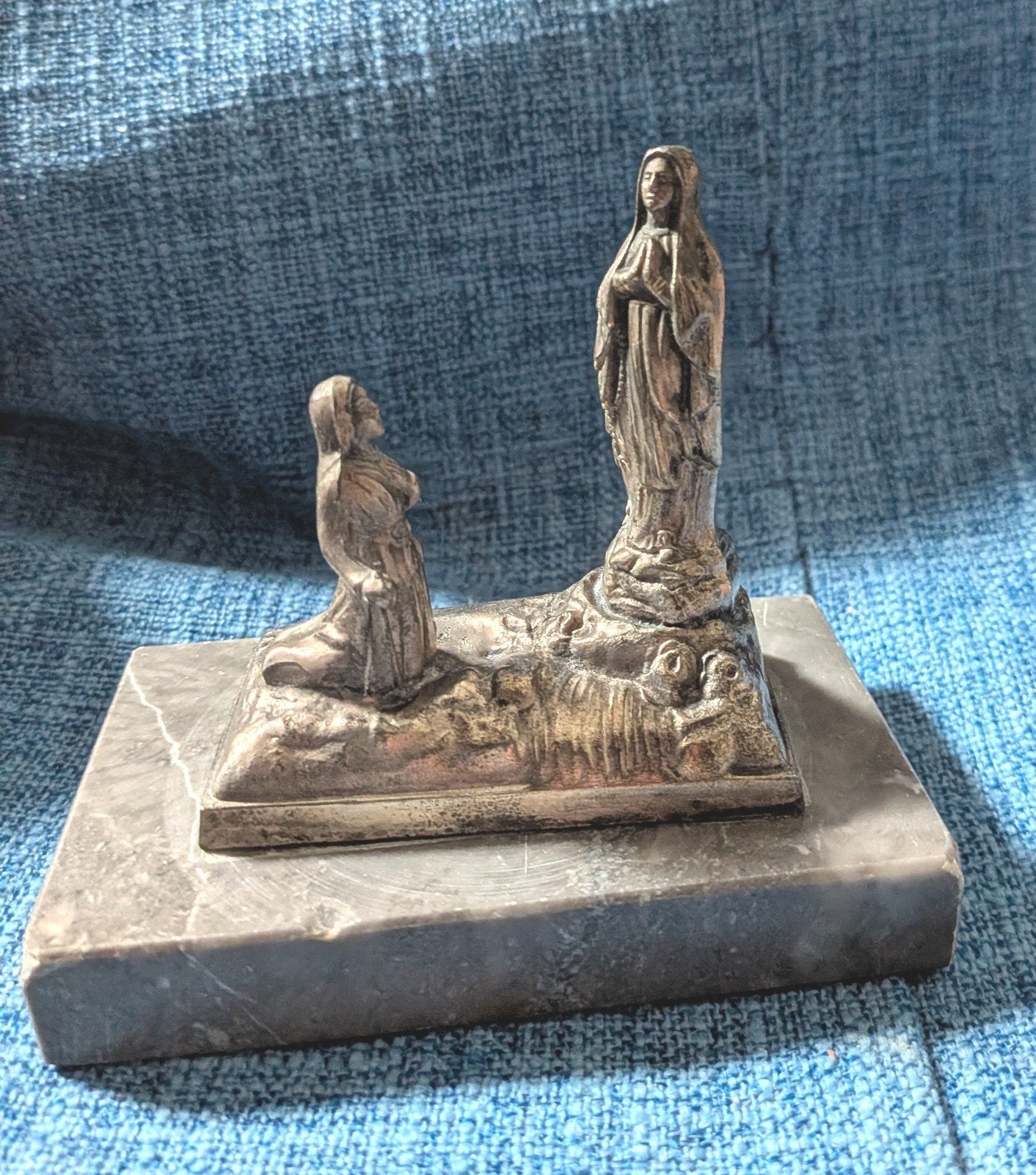 Antiek Mariabeeldje met Bernadette van Lourdes, ca. 1950, Ophalen of Verzenden
