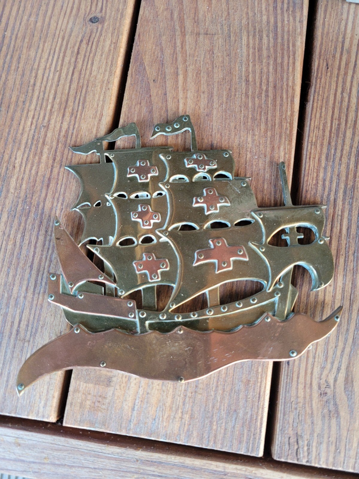 Antieke messing / koperen ornament/ plaat, Antiek en Kunst, Ophalen, Koper