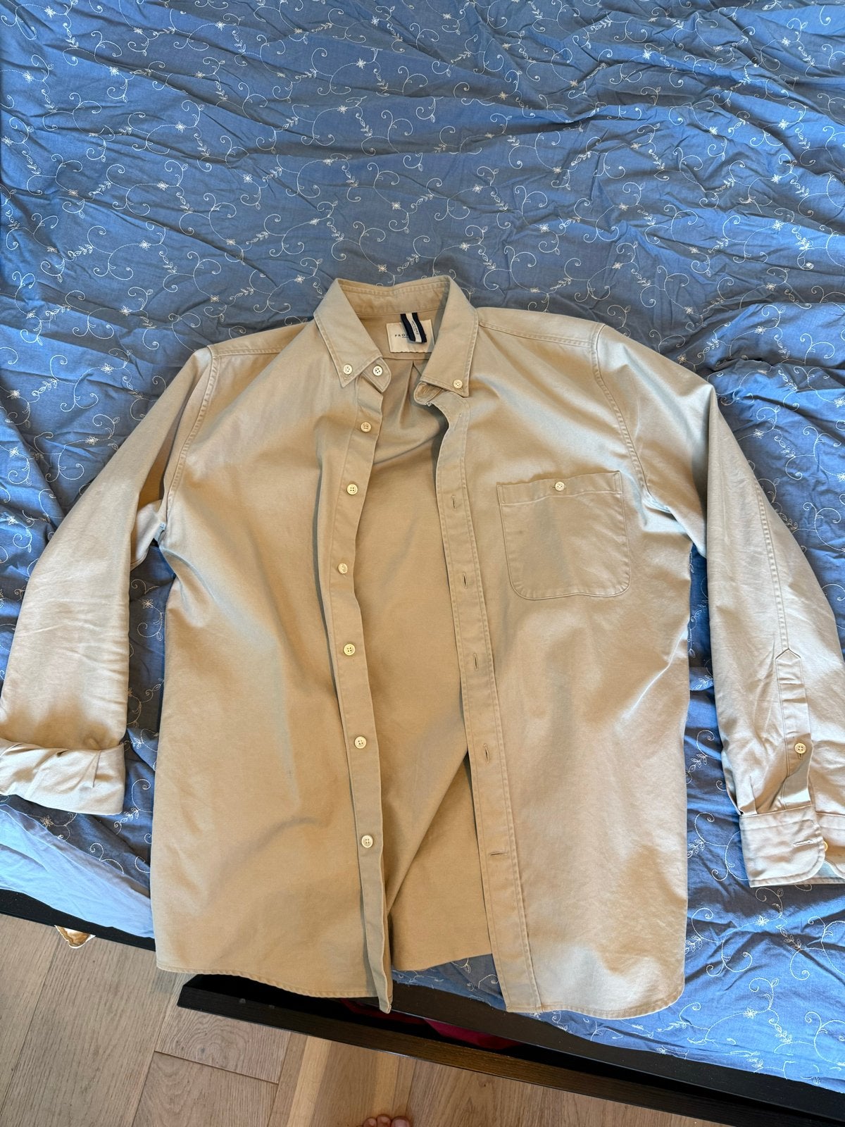 Profuomo overhemd - Beige - Maat M, Kleding | Heren, Overhemden, Ophalen of Verzenden, Zo goed als nieuw, Beige, Halswijdte 39/40 (M)