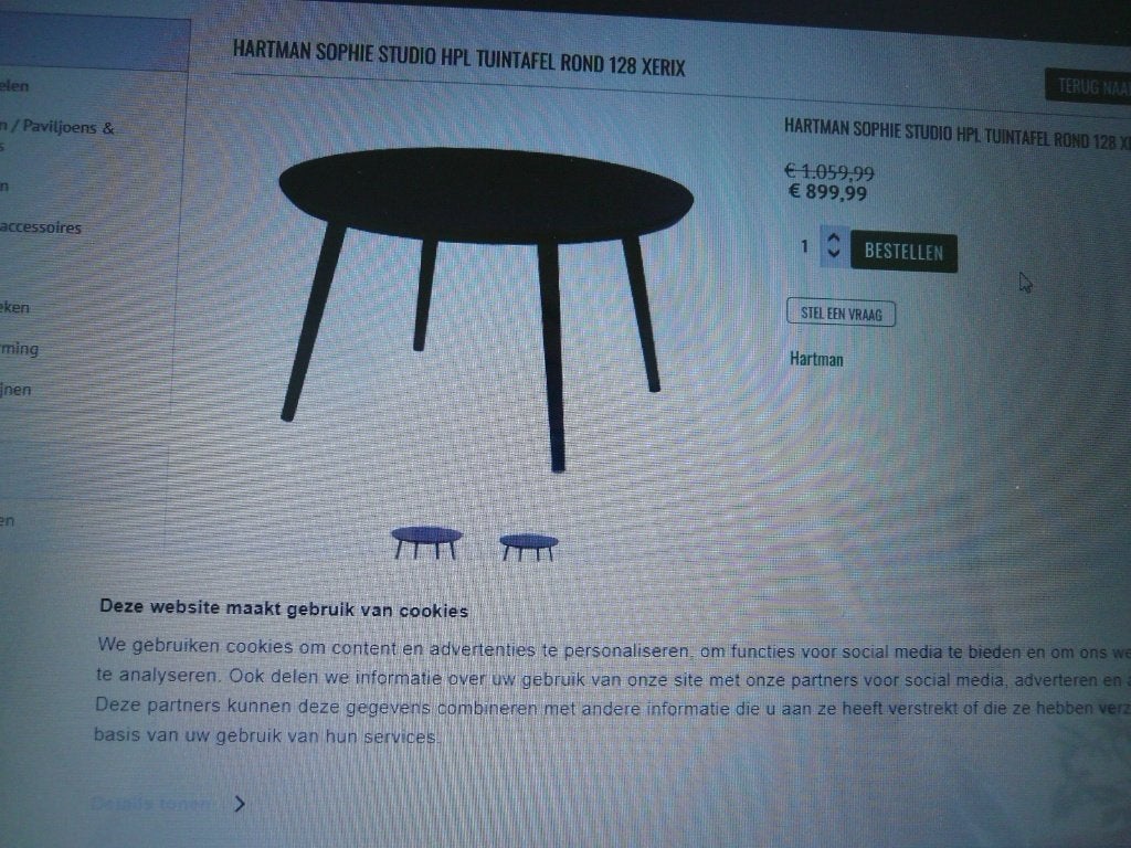 Hartman tuintafel rond 1500 mm, lichtgrijs, Ophalen, Zo goed als nieuw, Rond, Metaal