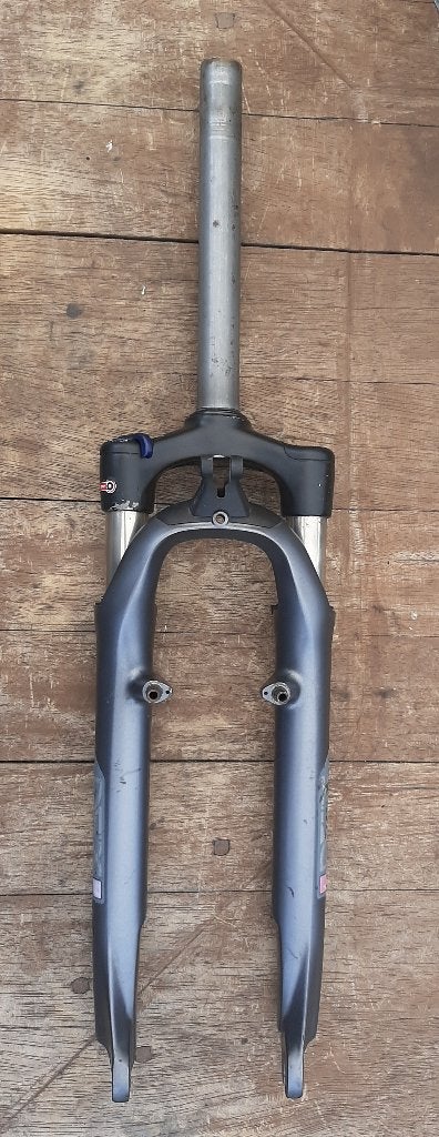 Verende Voorvork SR Suntour NCX Magnesium Kleur Blauw-Grijs, Ophalen, Elektrische fiets, Staal, Zo goed als nieuw