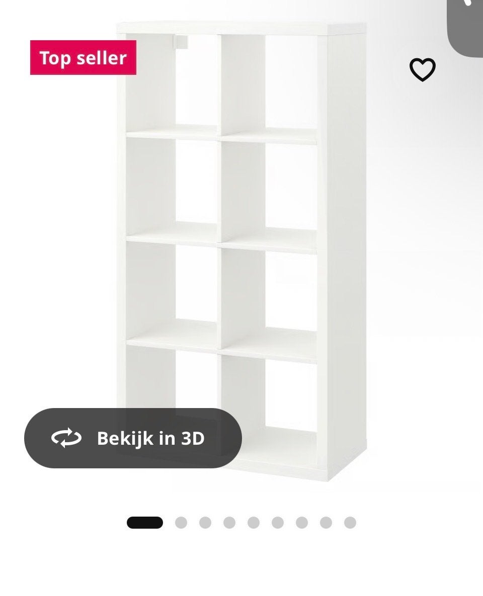 Witte Kallax kast met 8 vakken 1 stuks te koop per stuk, Met plank(en), 100 tot 150 cm, Zo goed als nieuw, 25 tot 50 cm