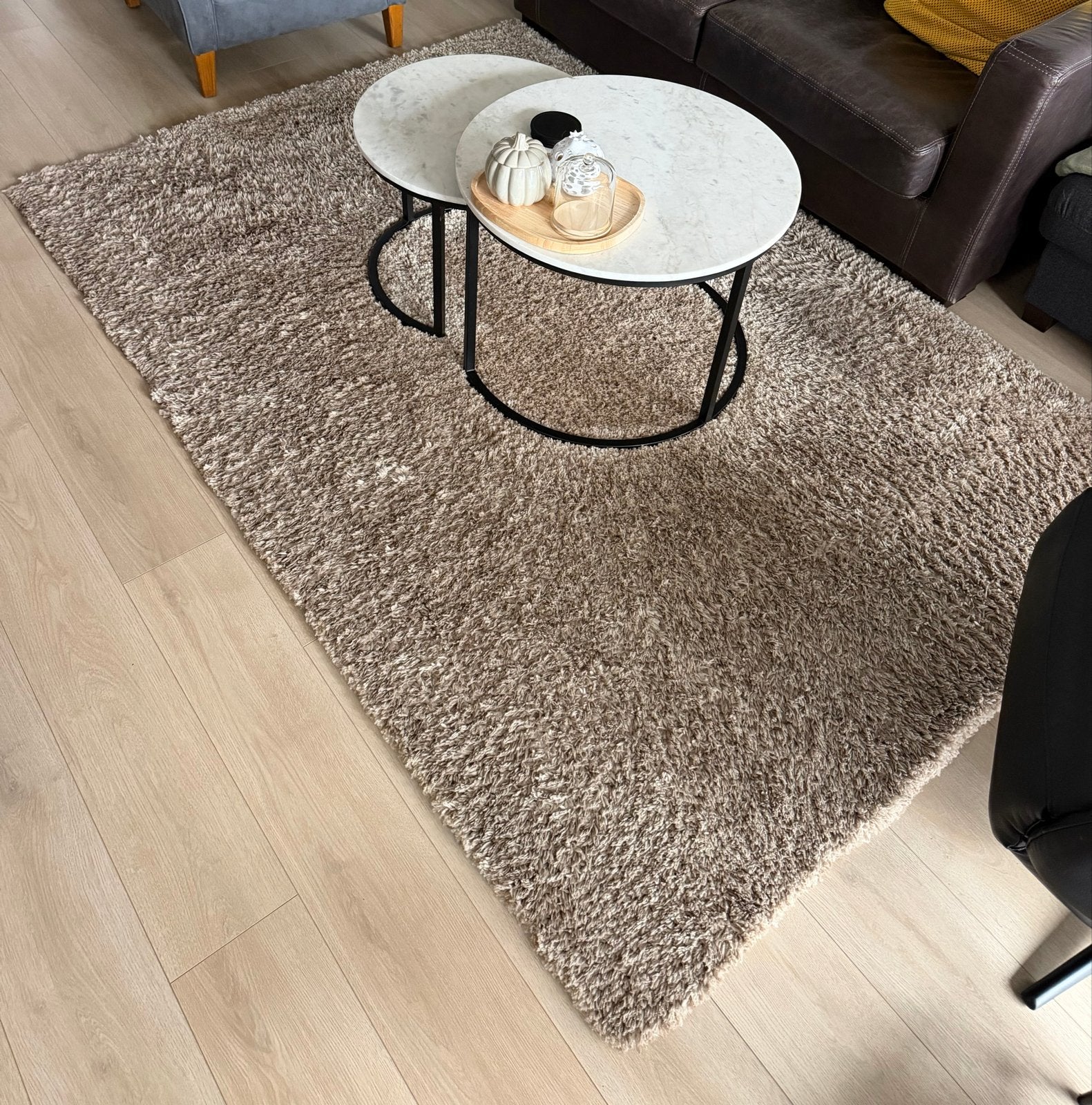 Zacht bruin hoogpolig vloerkleed, Ophalen, Bruin, 150 tot 200 cm, 200 cm of meer
