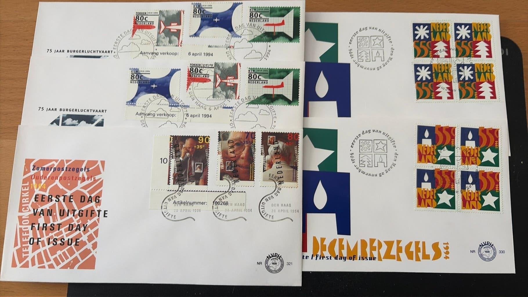 5x fdc 320, 321, 330 anders geplakt, Ophalen of Verzenden, Onbeschreven, Nederland