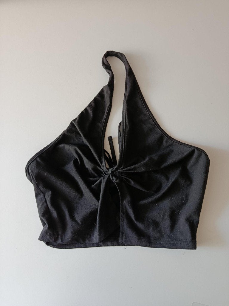 Zwarte haltertop met knoopdetail, Kleding | Dames, Tops, Zwart, Ophalen of Verzenden, Zo goed als nieuw, Shein