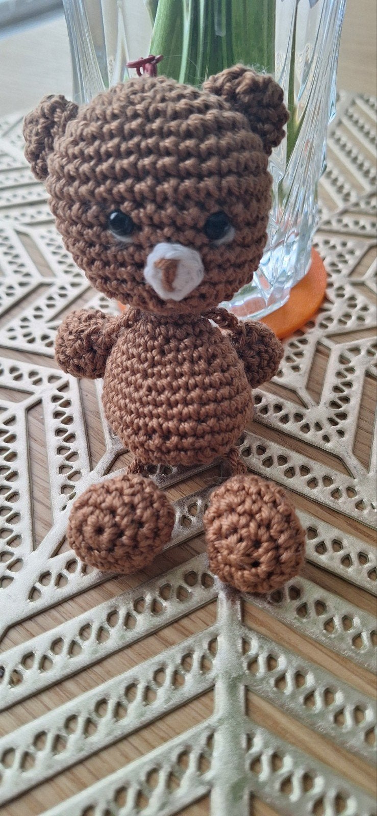 Gehaakte Bruine Teddybeer Sleutelhanger, Kinderen en Baby's, Speelgoed | Knuffels en Pluche, Overige merken, Beer, Ophalen of Verzenden