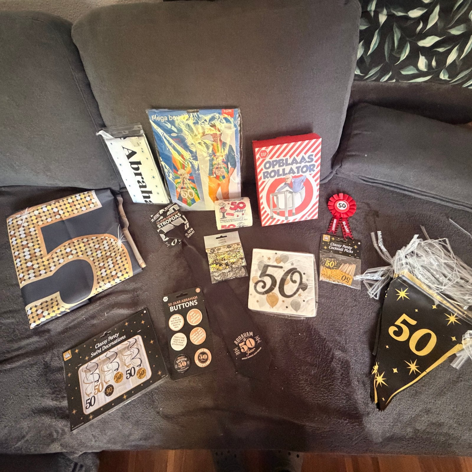 Feestpakket 50 jaar Abraham 50 jaar, Ophalen of Verzenden, Nieuw, Feestartikel, Abraham of Sarah