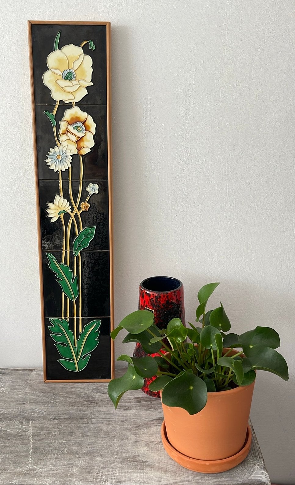 Bloemen wandtegel hanger vintage, Ophalen