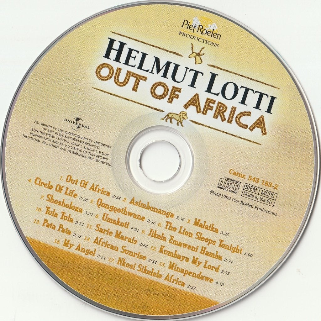 Helmut lotti out of africa cd  zonder hoes 16 nummers, Ophalen of Verzenden, Zo goed als nieuw