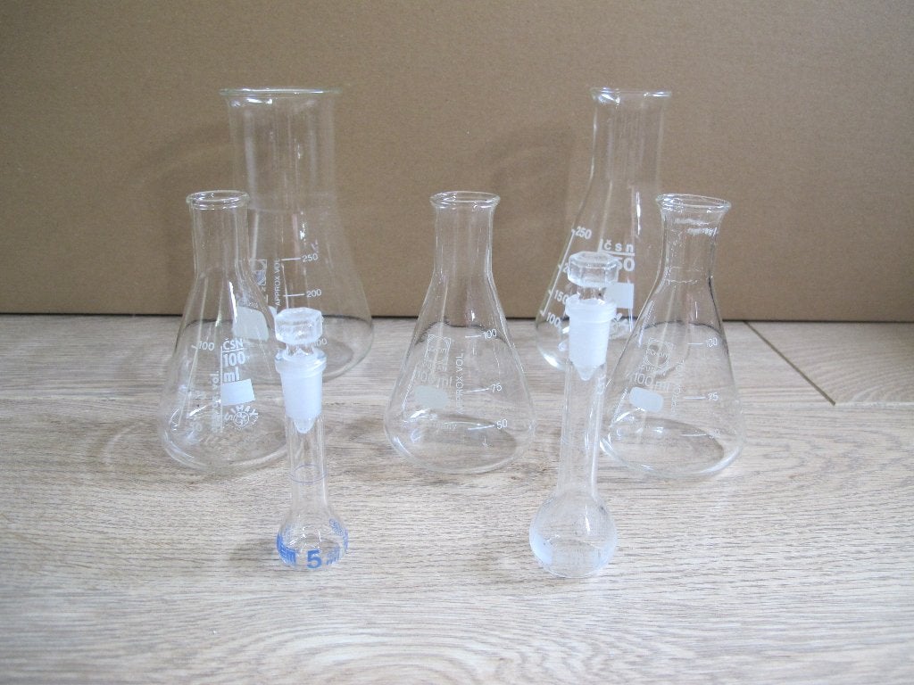 7x oud laboratoriumglas SCHOTT DURAN/SIMAX W Germany vintage, Ophalen of Verzenden, Gebruikt