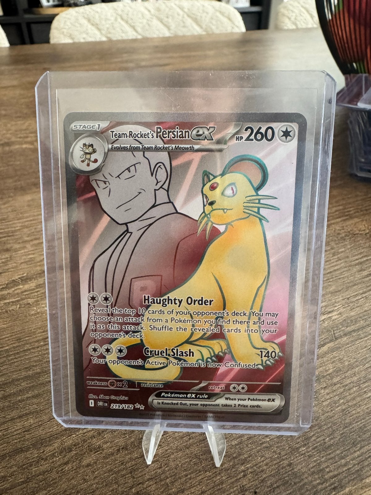 Team Rocket's Persian GX Pokémon kaart 219, Ophalen of Verzenden, Zo goed als nieuw, Losse kaart