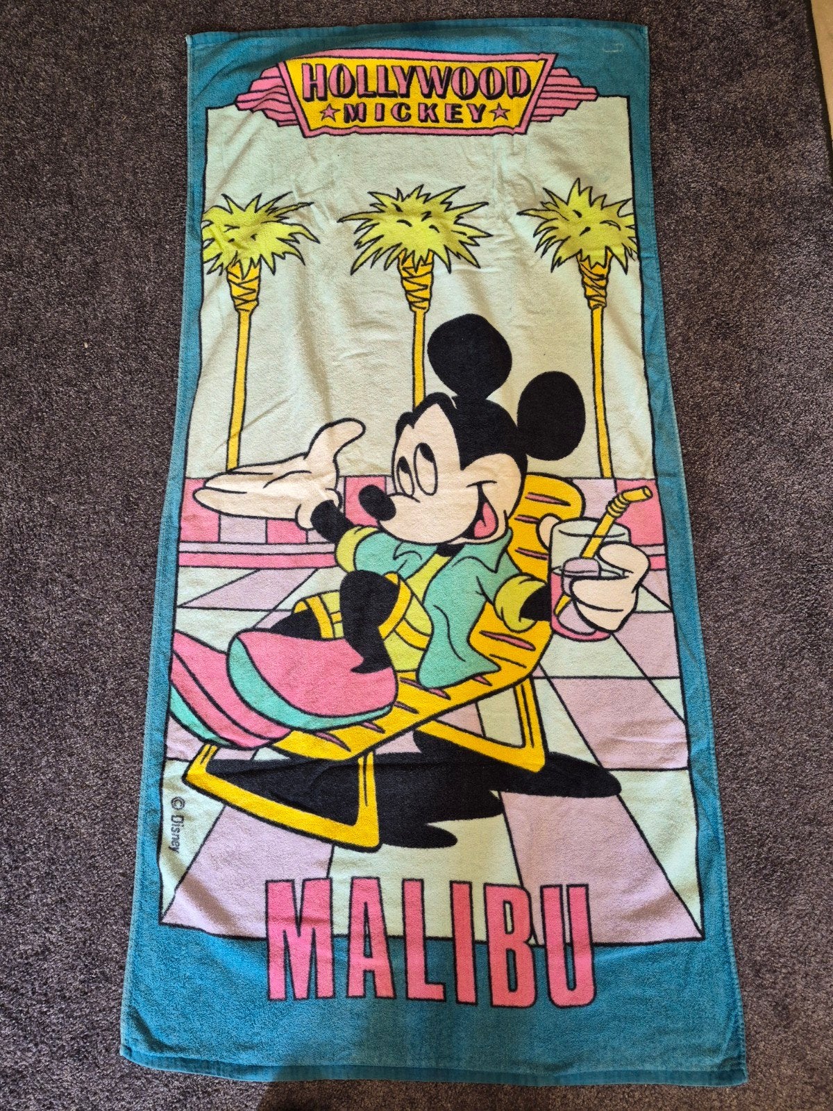 Vintage Mickey Mouse strandhanddoek / badlaken – Franco, Ophalen of Verzenden, Gebruikt, Handdoek