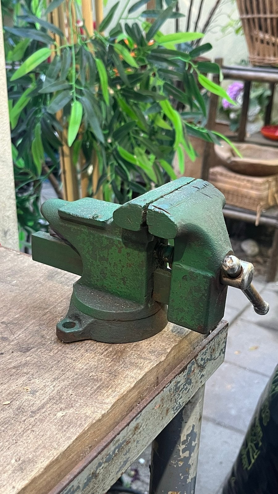 75mm Vintage Groene Bankschroef - ERON NS-30, Ophalen, Gebruikt, Bankschroef, Overige merken