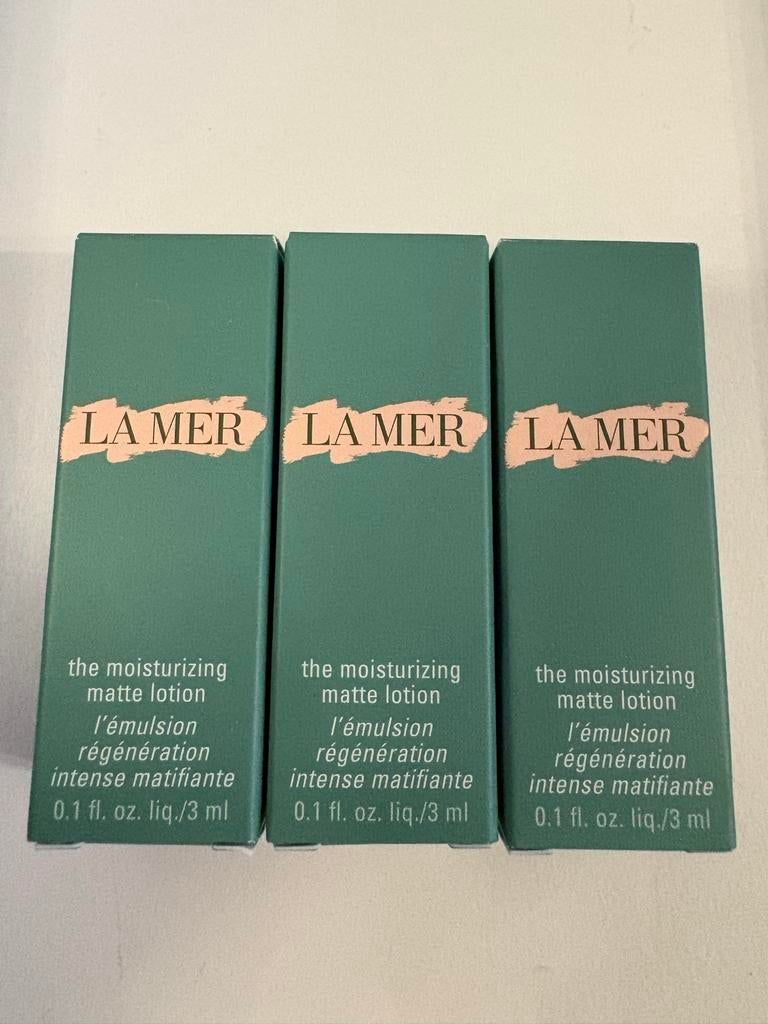 LA MER the moisturizing matte lotion 3x3ml nieuw, Ophalen of Verzenden, Nieuw, Gehele gezicht, Verzorging