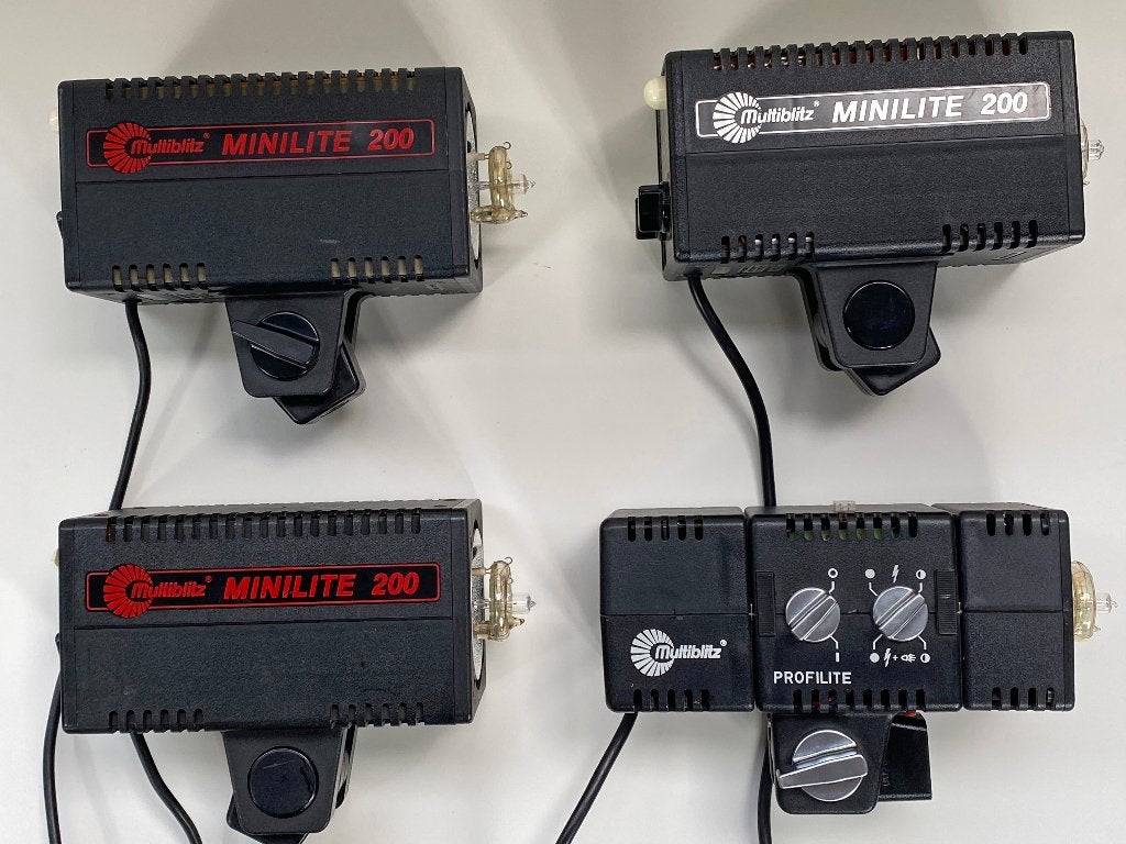 Multiblitz Minilite, set, 4 stuks, Gebruikt, Instellicht, Studioflitser, Ophalen