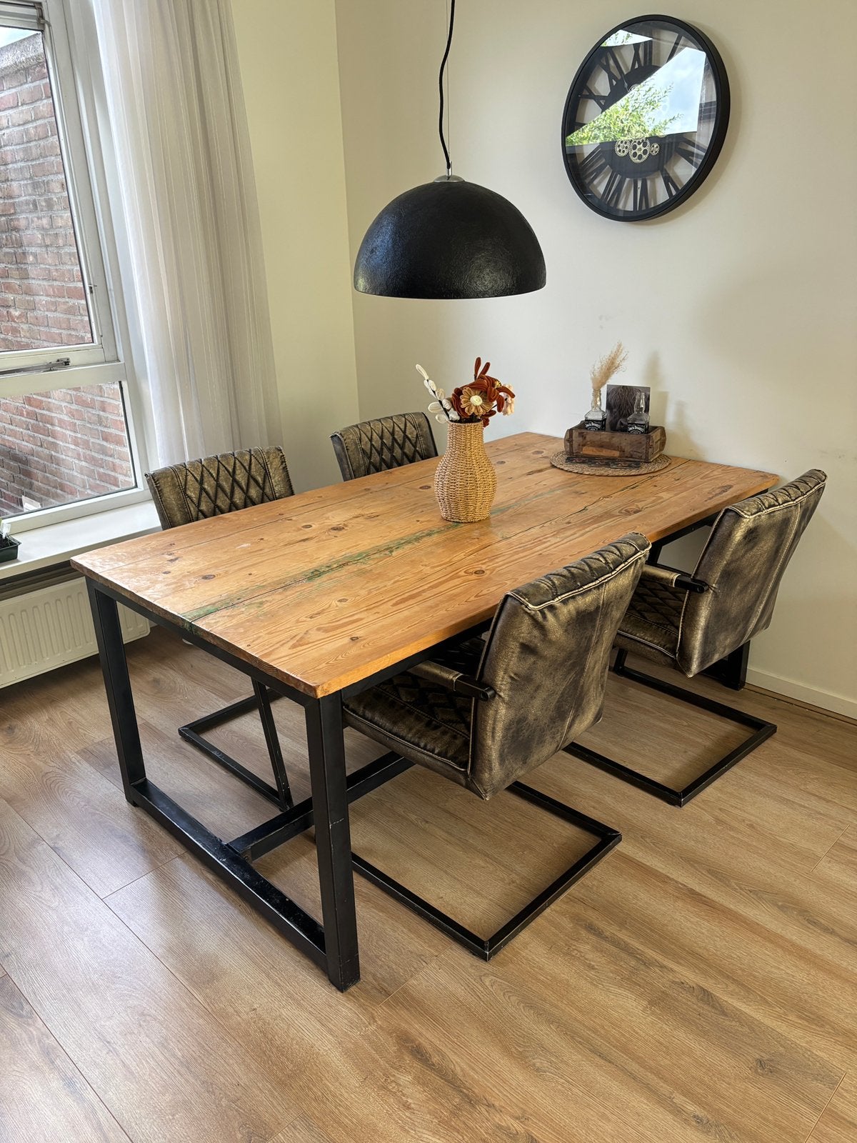 Industriële eettafel - 180x100 cm, Huis en Inrichting, Tafels | Eettafels, Ophalen, Gebruikt, 100 tot 150 cm, 150 tot 200 cm