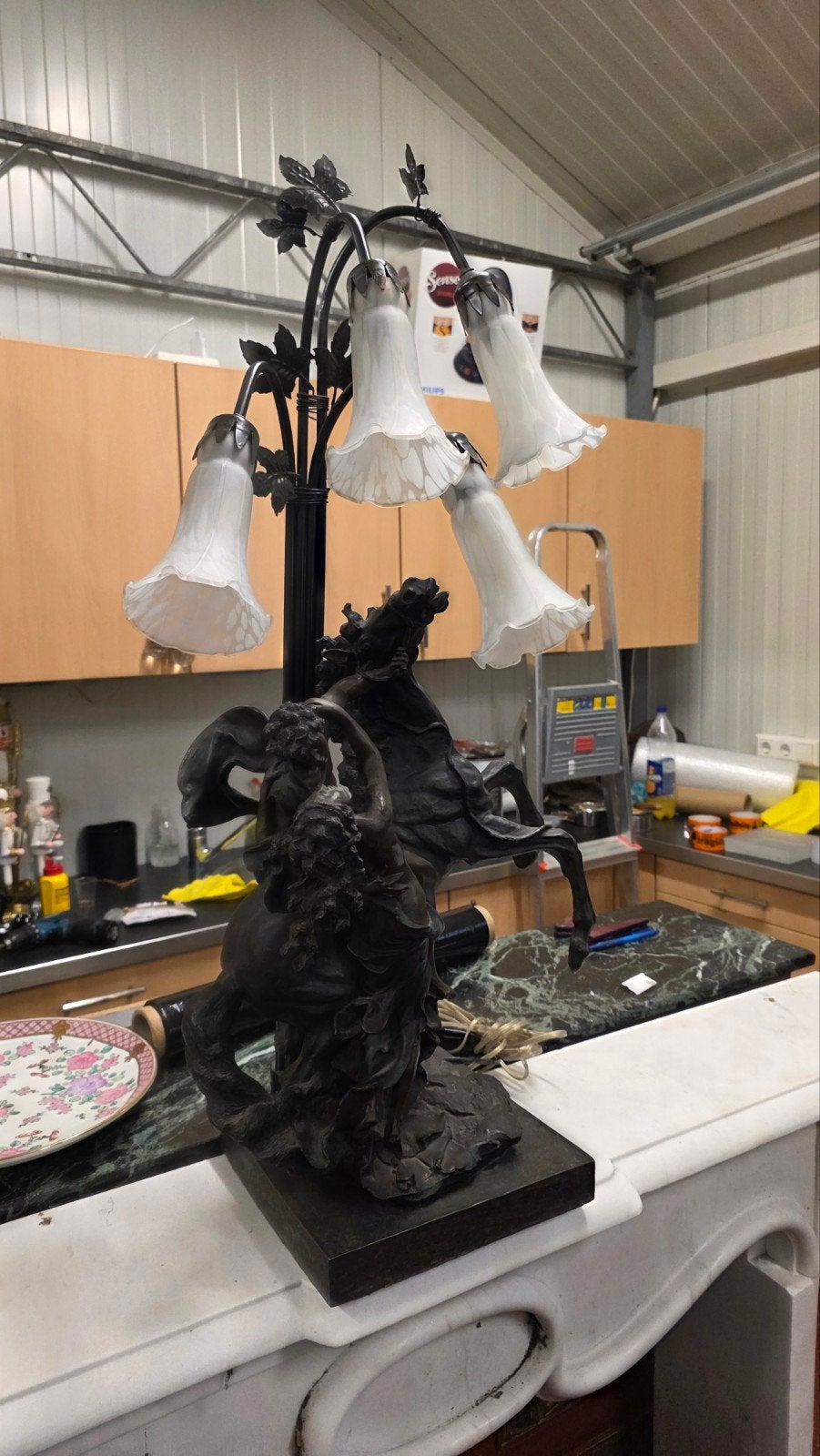 Grote paarden lamp., Antiek en Kunst, Ophalen
