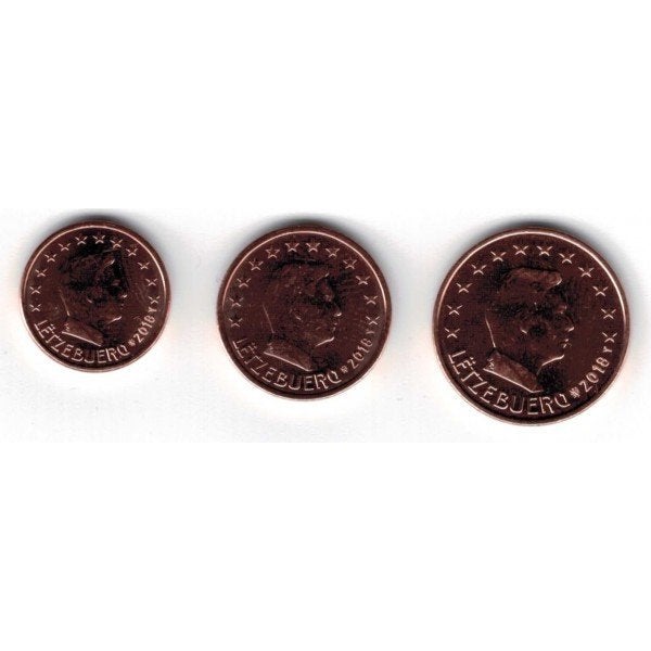 1, 2 en 5 Eurocent Luxemburg 2018 - UNC, Verzenden, Luxemburg, Overige waardes, Setje