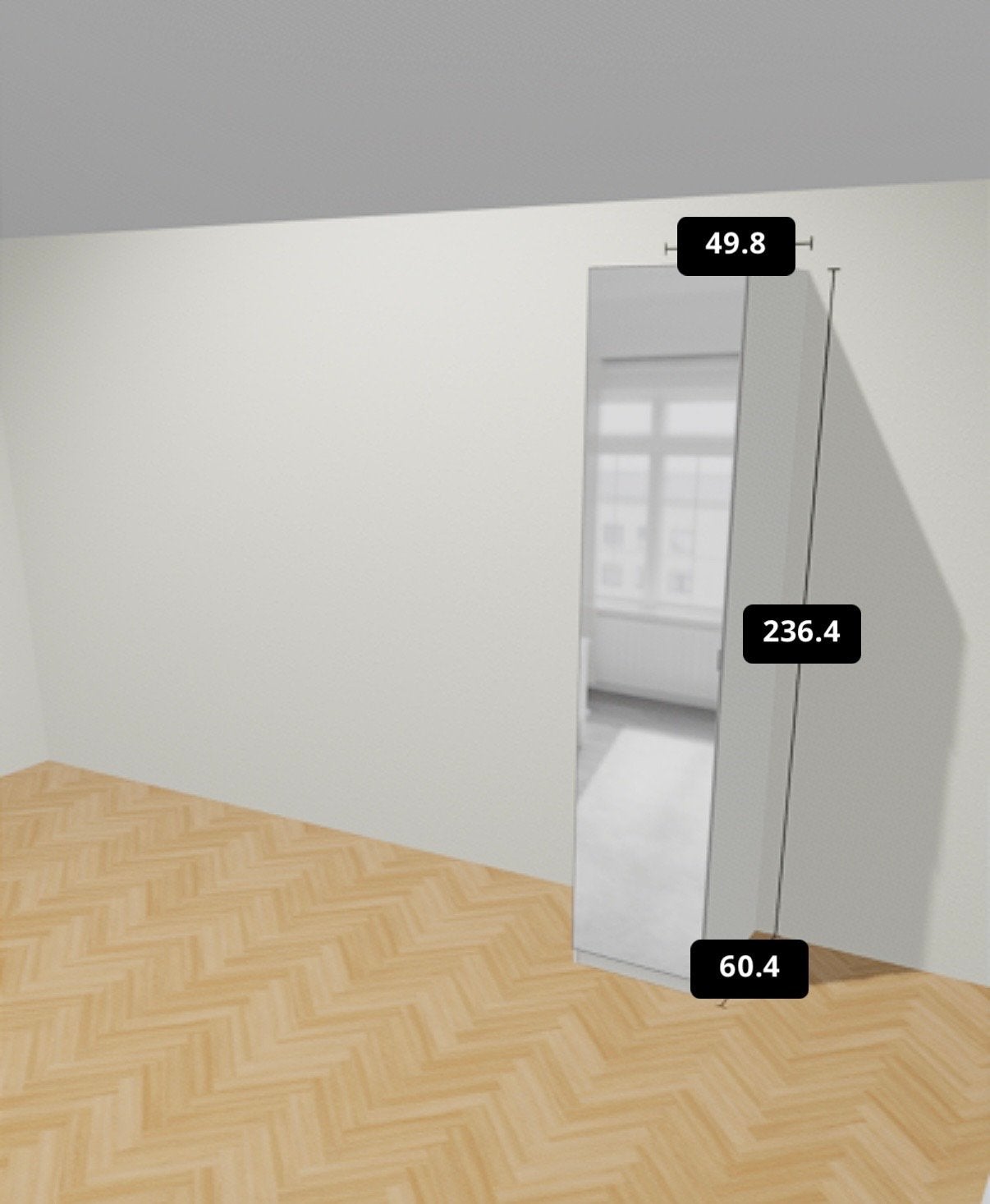 IKEA pax kast wit met spiegeldeur, Ophalen, Overige materialen, 200 cm of meer, Zo goed als nieuw