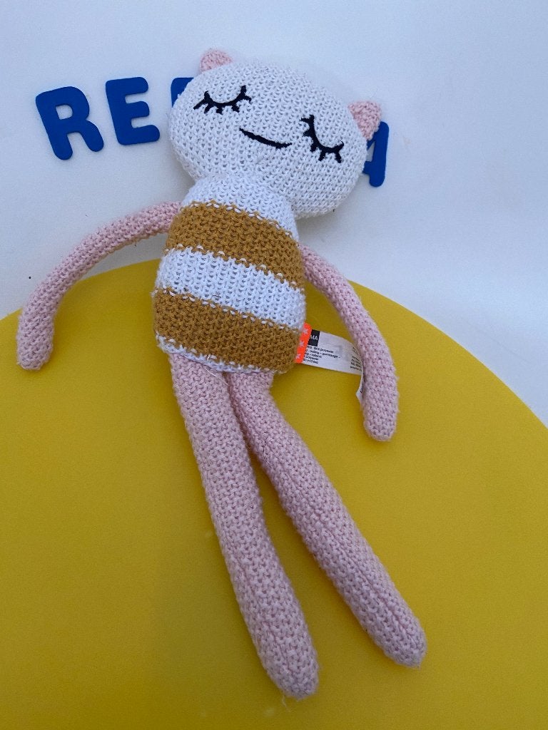 K2235 hema poes poesje wit geel roze, Ophalen of Verzenden, Zo goed als nieuw