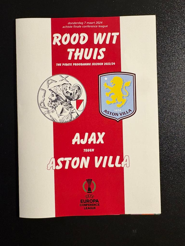 Pitate prog Ajax - Aston Villa 2023/24 conference league, Ophalen of Verzenden, Zo goed als nieuw, Ajax, Poster, Plaatje of Sticker