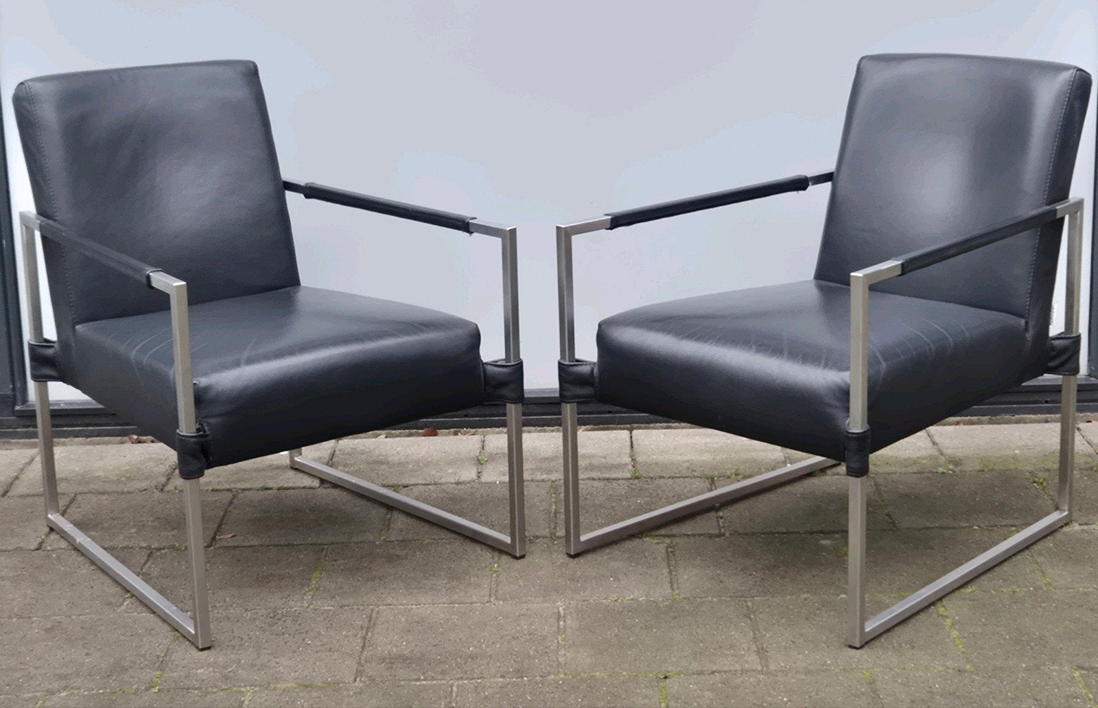 2 design fauteuils van het Nederlandse merk Bert Plantagie., Ophalen, Gebruikt, 75 tot 100 cm, Leer
