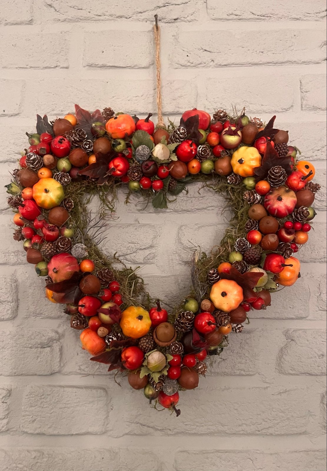 Hartvormige Herfstkrans - Decoratie voor Thuis, Huis en Inrichting, Ophalen, Meerkleurig, Natuurlijk materiaal, Landelijk