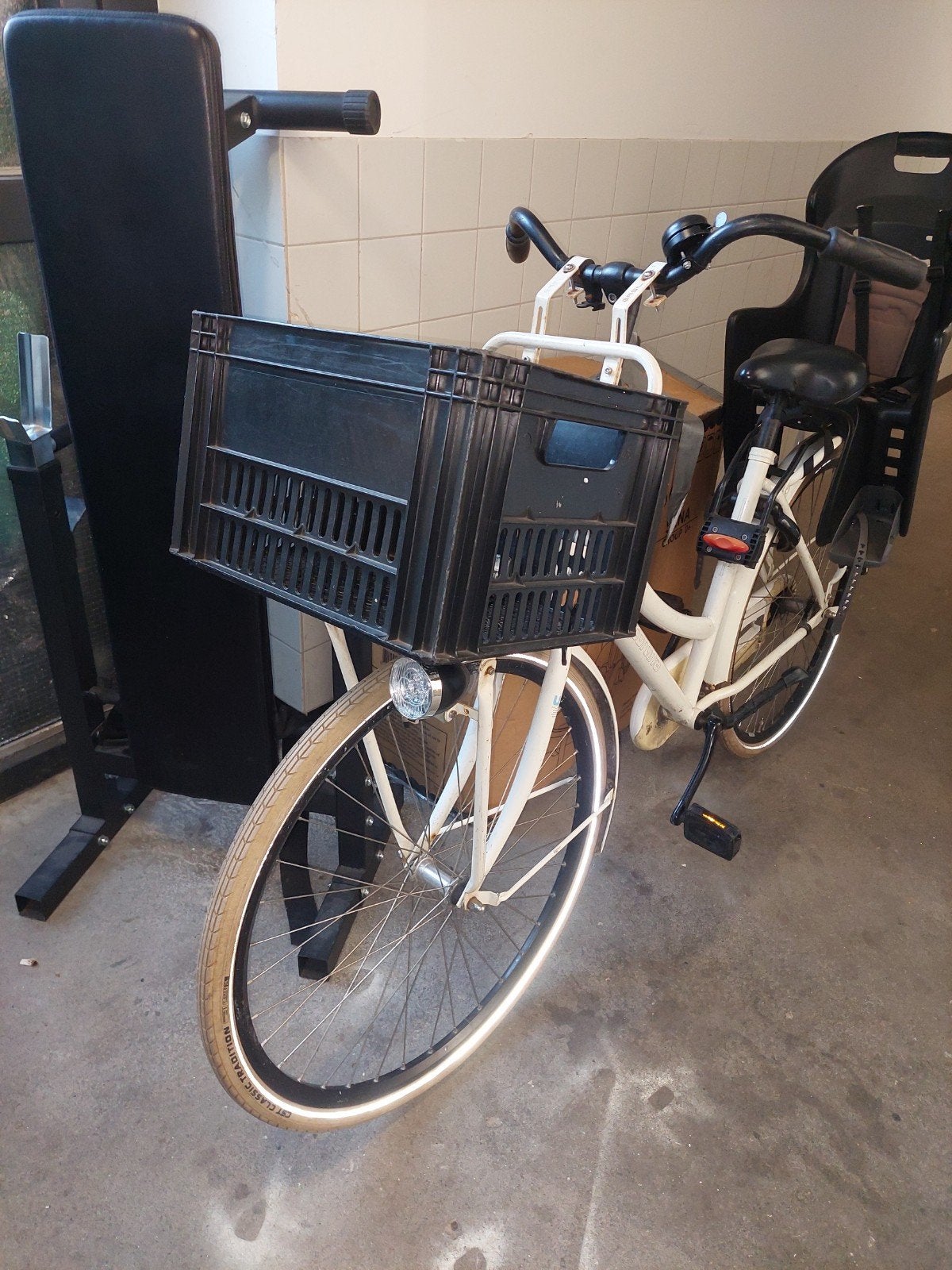Damesfiets cortina met kinderzitje rijklaar, Fietsen en Brommers, Ophalen, Gebruikt, Overige merken