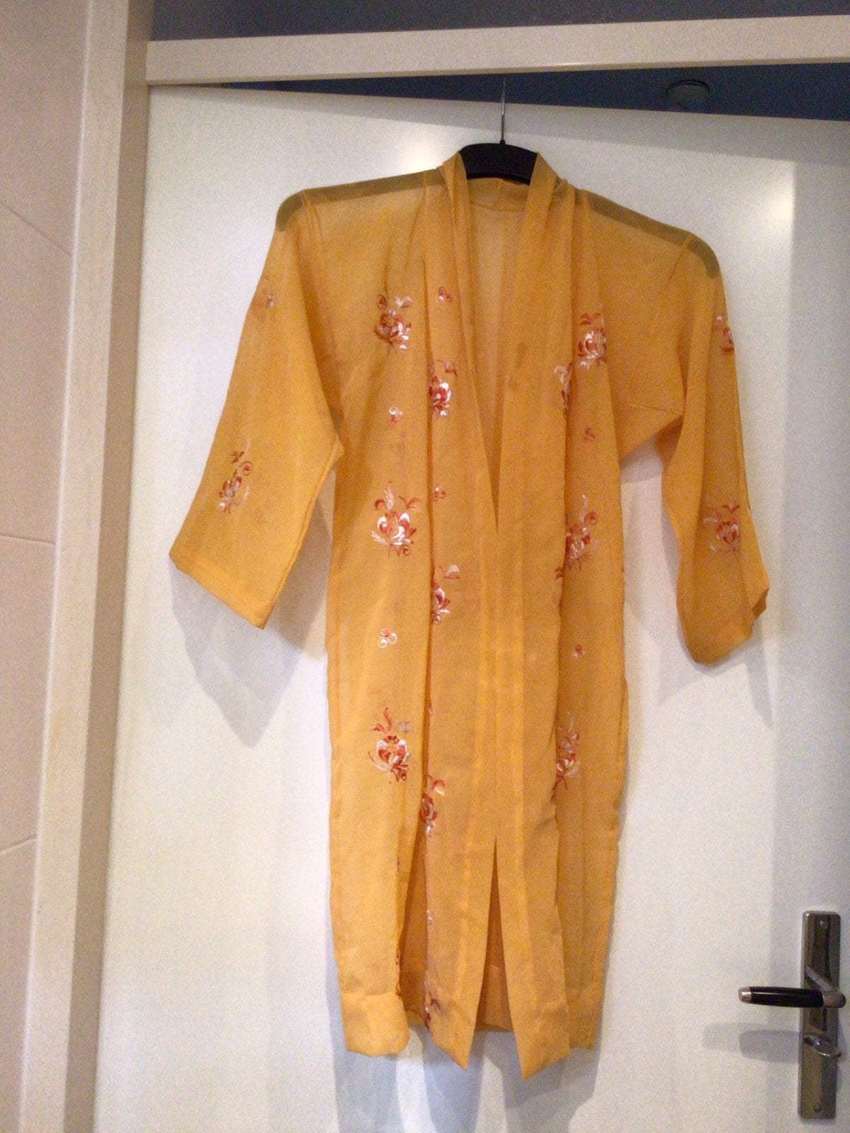 Kimono, dun, maisgeel, S/36 mooi over badpak, zon,zee,strand, Ophalen of Verzenden, Zo goed als nieuw, Maat 36 (S), Beige