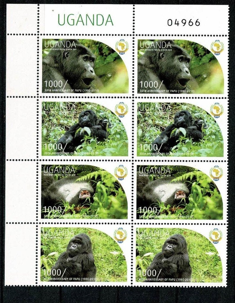 Aap /  apen : vel apen - Uganda, Verzenden, Postfris, Dier of Natuur