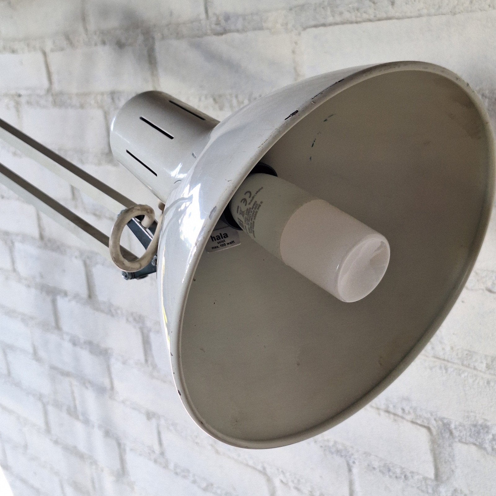 Hala verrijdbare lamp wit vloerlamp lamp wielen, Ophalen, Gebruikt, Vintage, Metaal