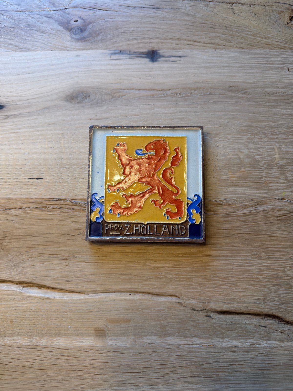Westraven Holland Cloisonné Tegel Zuid-Holland Wapen, Antiek en Kunst, Antiek | Wandborden en Tegels, Ophalen of Verzenden