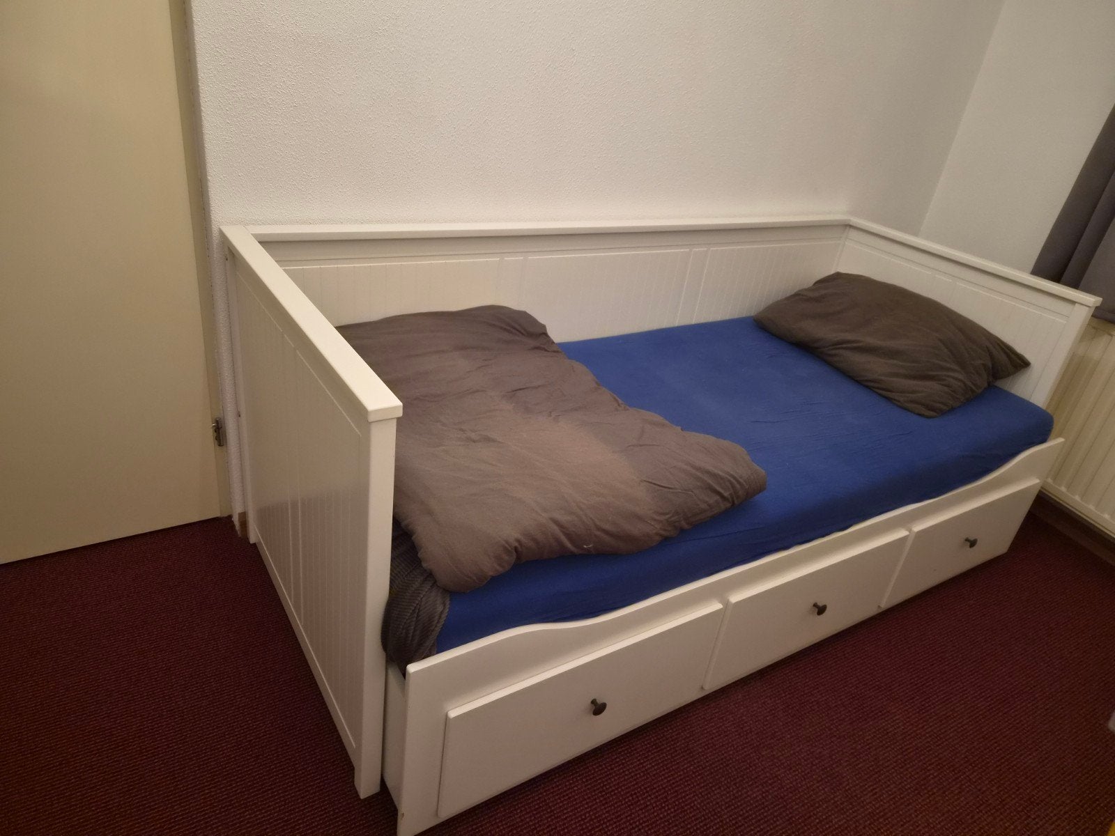 Ikea uitschuifbare bedbank hemnes 80x200/160x200 met matras, Ophalen, Gebruikt, Wit, Tweepersoons